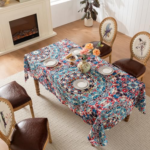 Mandala Boho Tischdecke Rechteckige wasserdichte Ethnische Tischdecke für Küche Esszimmer Picknick Gartenparty von boiszeda