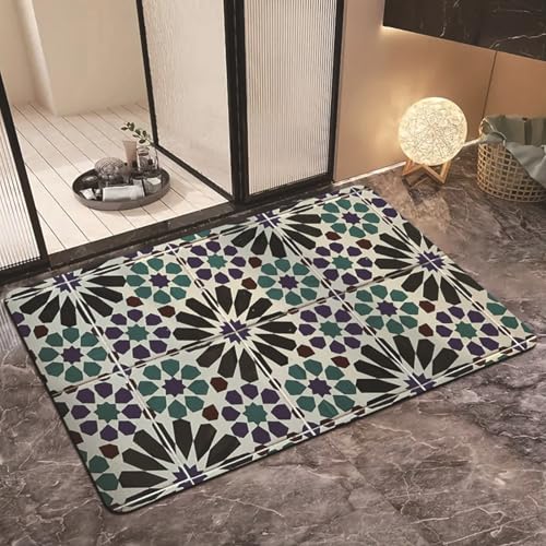 Mandela-Blumenmuster-Fußmatte rutschfeste Badezimmermatte Garten-Eingangsmatte Badvorleger Teppich im bohemischen Ethno-Stil von boiszeda