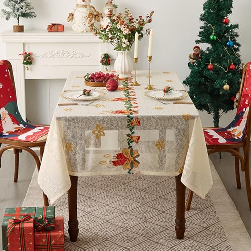 Weihnachts-Tischdecke mit Jingle Bells verziert halbtransparente Tischdecke aus Polyester-Spitze Couchtisch-Matte Festtagsdekoration Weihnachts-Tischdecke mit Jingle Bells verziert halbtransparente Tischdecke aus Polyester-Spitze Couchtisch-Matte Festtagsdekoration von boiszeda