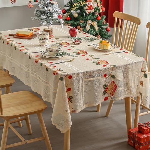 Weihnachts-Tischdecke mit Jingle Bells verziert halbtransparente Tischdecke aus Polyester-Spitze Couchtisch-Matte Festtagsdekoration Weihnachts-Tischdecke mit Jingle Bells verziert halbtransparente Tischdecke aus Polyester-Spitze Couchtisch-Matte Festtagsdekoration von boiszeda