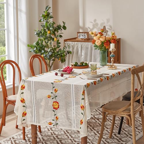 Weihnachts-Tischdecke mit Jingle Bells verziert halbtransparente Tischdecke aus Polyester-Spitze Couchtisch-Matte Festtagsdekoration von boiszeda