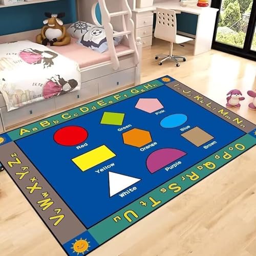 boiszeda Alphabet Zahlen Spielmatten rutschfeste Kinder Lernmatten Rechteckige große Spielmatte Verkehrswegen Stadtplan Dekorativer Teppich für Schlafzimmer Teenager Jungen von boiszeda