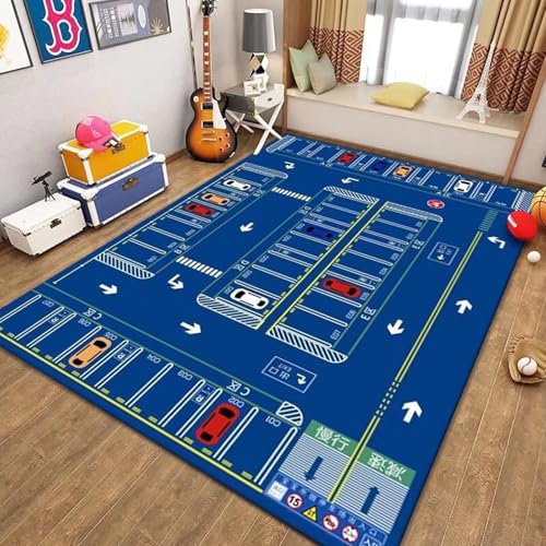 boiszeda Alphabet Zahlen Spielmatten rutschfeste Kinder Lernmatten Rechteckige große Spielmatte Verkehrswegen Stadtplan Dekorativer Teppich für Schlafzimmer Teenager Jungen von boiszeda