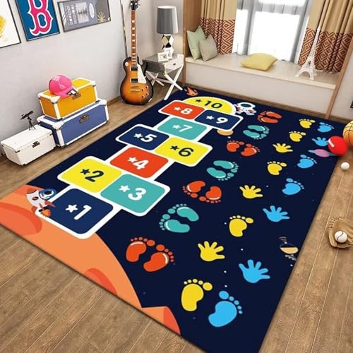 boiszeda Alphabet Zahlen Spielmatten rutschfeste Kinder Lernmatten Rechteckige große Spielmatte Verkehrswegen Stadtplan Dekorativer Teppich für Schlafzimmer Teenager Jungen von boiszeda