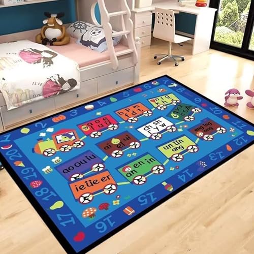 boiszeda Alphabet Zahlen Spielmatten rutschfeste Kinder Lernmatten Rechteckige große Spielmatte Verkehrswegen Stadtplan Dekorativer Teppich für Schlafzimmer Teenager Jungen von boiszeda