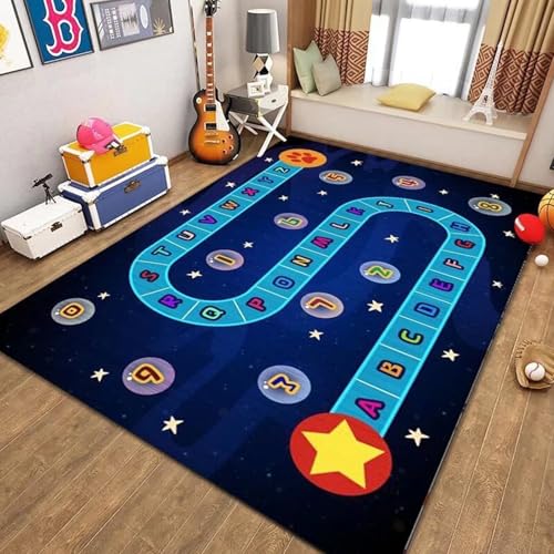 boiszeda Alphabet Zahlen Spielmatten rutschfeste Kinder Lernmatten Rechteckige große Spielmatte Verkehrswegen Stadtplan Dekorativer Teppich für Schlafzimmer Teenager Jungen von boiszeda