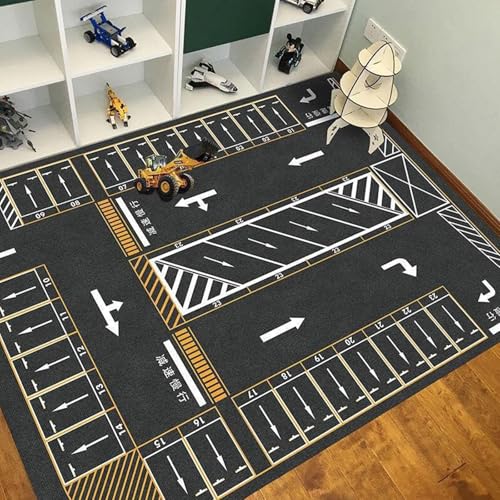 boiszeda Alphabet Zahlen Spielmatten rutschfeste Kinder Lernmatten Rechteckige große Spielmatte Verkehrswegen Stadtplan Dekorativer Teppich für Schlafzimmer Teenager Jungen von boiszeda