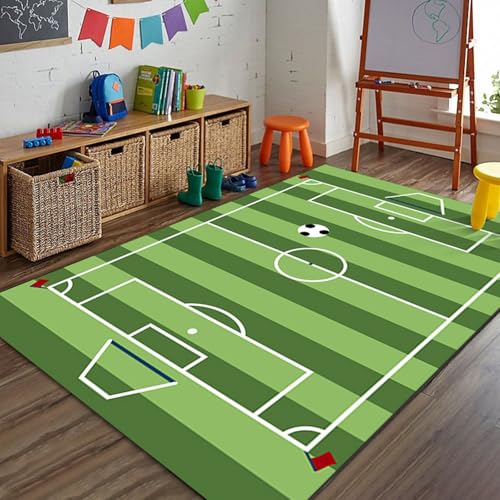 boiszeda Fußball-Basketballfeld-Spielmatten Laufsteg-Teppich Fußballplatz-Spielmatte Kinderfußballspielplatz Tür-Bodenteppich Dekorativer Teppich für Schlafzimmer Teenager-Jungen von boiszeda