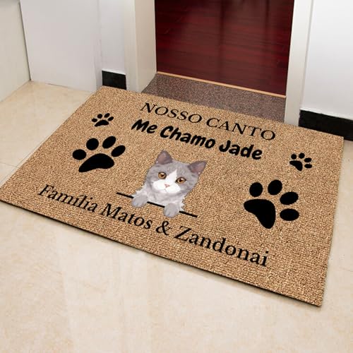 boiszeda Willkommens-Fußmatte für Innenräume Katzen-Motiv rutschfest niedliches Kätzchenmuster Schmutzfänger Teppich Willkommens Teppich von boiszeda