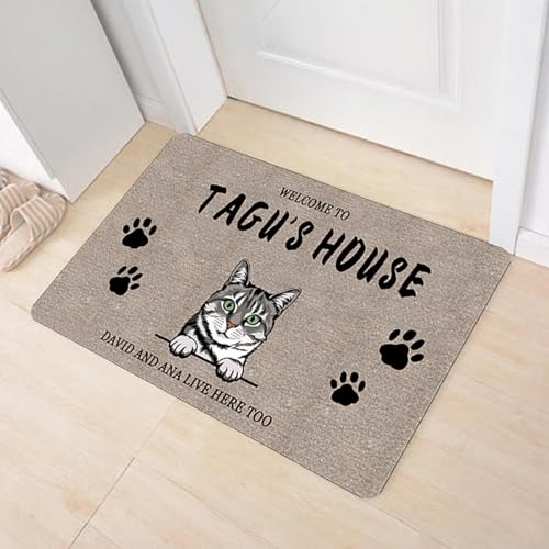 boiszeda Willkommens-Fußmatte für Innenräume Katzen-Motiv rutschfest niedliches Kätzchenmuster Schmutzfänger Teppich Willkommens Teppich von boiszeda