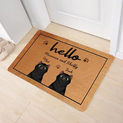 boiszeda Willkommens-Fußmatte für Innenräume Katzen-Motiv rutschfest niedliches Kätzchenmuster Schmutzfänger Teppich Willkommens Teppich von boiszeda