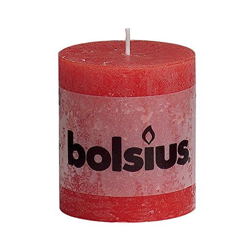 BOLSIUS RUSTIK Stumpenkerze 80 x 68 mm rot von bolsius