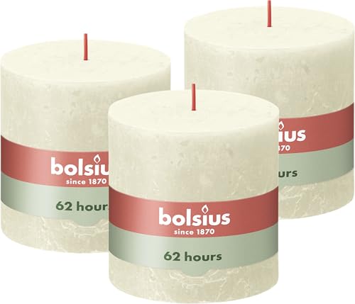 Bolsius Rustik Stumpenkerze XXL - Elfenbein - 3 Stück - 10 x 10 cm - Dekorative Haushaltkerzen - Länge Brenndauer 62 Stunden - Unparfümierte - Enthält Natürliches Pflanzenwachs - Ohne Palmöl Bolsius Rustik Stumpenkerze XXL - Elfenbein - 3 Stück - 10 x 10 cm - Dekorative Haushaltkerzen - Länge Brenndauer 62 Stunden - Unparfümierte - Enthält Natürliches Pflanzenwachs - Ohne Palmöl von bolsius