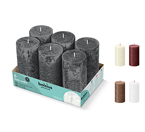 BOLSIUS Rustikale Stumpenkerzen, 6 Stück, schwarz, 6 Stück, 7,9 x 12,7 cm, Premium-europäische Qualität, inklusive natürlichem pflanzlichem Wachs, geruchlos, tropffrei, rauchfrei, 60 Stunden BOLSIUS Rustikale Stumpenkerzen, 6 Stück, schwarz, 6 Stück, 7,9 x 12,7 cm, Premium-europäische Qualität, inklusive natürlichem pflanzlichem Wachs, geruchlos, tropffrei, rauchfrei, 60 Stunden von bolsius