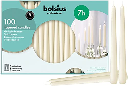 Bolsius Spitzkerze 103400335505, elfenbeinfarben, 25,4 cm, Creme, 100 Stück von bolsius