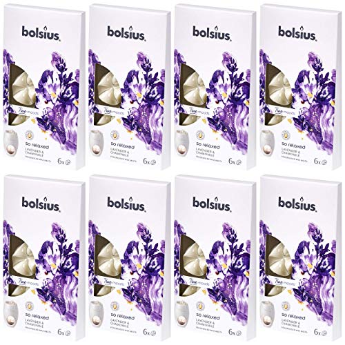Bolsius Aromatic Wax Melts 8 x 6er Pack (48 Stück) Duft Schmelzblüten Wachs (So Relaxed: Lavender & Chamomile (76)) von bolsius
