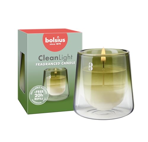 Bolsius - CleanLight Starterset - Nachfüllbare Duftkerze - Halter & Nachfüllung - Gardenia & Feige - Grün - Brenndauer 20 Stunden - Enthält Natürliches Pflanzenwachs - Nachhaltiges Konzept Bolsius - CleanLight Starterset - Nachfüllbare Duftkerze - Halter & Nachfüllung - Gardenia & Feige - Grün - Brenndauer 20 Stunden - Enthält Natürliches Pflanzenwachs - Nachhaltiges Konzept von bolsius