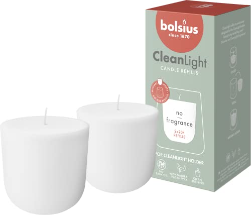 Bolsius - CleanLight Zero Refill - Nachfüllbare Kerze ohne Duft - Nachfüllung - 2 Stücke - Länge Brenndauer 20 Stunden - Enthält Natürliches Pflanzenwachs - Ohne Palmöl von bolsius