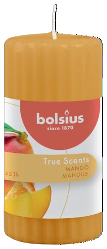 Bolsius True Scents Duftkerze - Duft Mango - Farbe Orange - Lange Lebensdauer von 33 Stunden - natürliche Extrakte - Dekorative Kerze - Wachs - 12 x 5,8 cm von bolsius