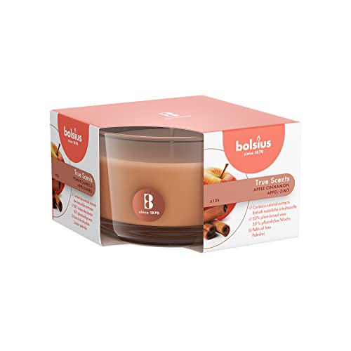 Bolsius Duftkerze aus Glas 50/80 mm Small, Farbe Karamel, Duft Apfel und Zimt, True Scents Bolsius Duftkerze aus Glas 50/80 mm Small, Farbe Karamel, Duft Apfel und Zimt, True Scents von bolsius