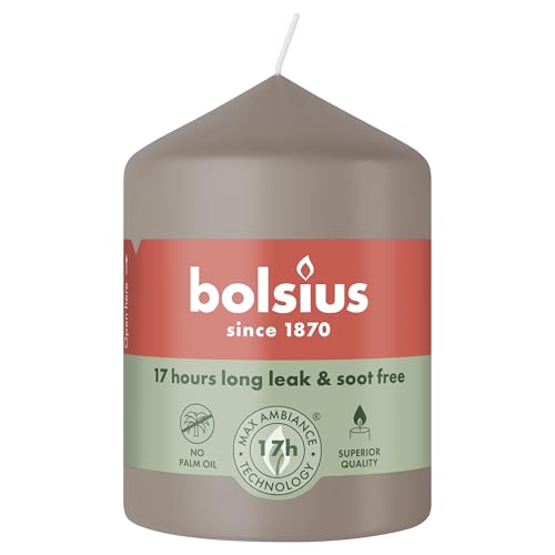Bolsius - Essentials - Stumpenkerze - taupe - 8cm - Länge brenndauer 17 stunden - Unparfümierte - Natürliches Pflanzenwachs - Ohne Palmöl Bolsius - Essentials - Stumpenkerze - taupe - 8cm - Länge brenndauer 17 stunden - Unparfümierte - Natürliches Pflanzenwachs - Ohne Palmöl von bolsius