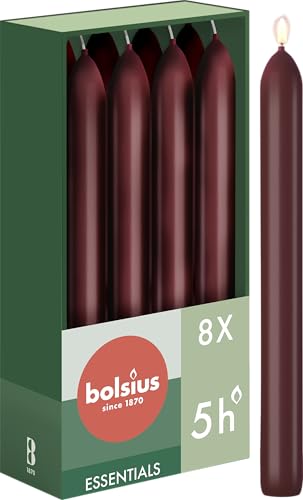 Bolsius Glatte Stabkerzen - Bordeauxrot - 8 Stück im Karton - 17 cm - Länge Brenndauer 5 Stunden - Unparfümierte - Enthält Natürliches Pflanzenwachs - Ohne Palmöl Bolsius Glatte Stabkerzen - Bordeauxrot - 8 Stück im Karton - 17 cm - Länge Brenndauer 5 Stunden - Unparfümierte - Enthält Natürliches Pflanzenwachs - Ohne Palmöl von bolsius