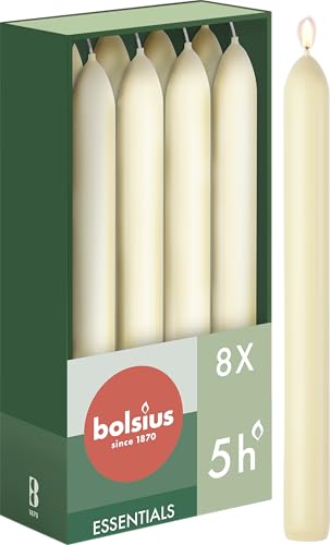 Bolsius Glatte Stabkerzen - Elfenbein - 8 Stück im Karton - 17 cm - Länge Brenndauer 5 Stunden - Unparfümierte - Enthält Natürliches Pflanzenwachs - Ohne Palmöl Bolsius Glatte Stabkerzen - Elfenbein - 8 Stück im Karton - 17 cm - Länge Brenndauer 5 Stunden - Unparfümierte - Enthält Natürliches Pflanzenwachs - Ohne Palmöl von bolsius