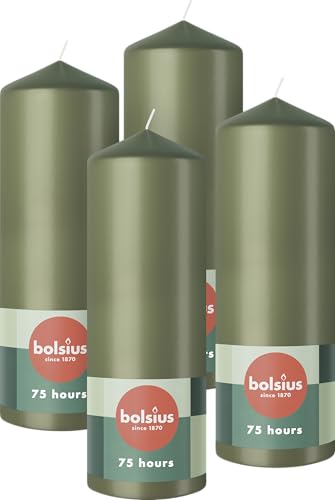 Bolsius Glatte Stumpenkerzen - Grün - 4 Stück - 20 x 7 cm - Dekorative Haushaltkerzen - Länge Brenndauer 75 Stunden - Unparfümierte - Enthält Natürliches Pflanzenwachs - Ohne Palmöl Bolsius Glatte Stumpenkerzen - Grün - 4 Stück - 20 x 7 cm - Dekorative Haushaltkerzen - Länge Brenndauer 75 Stunden - Unparfümierte - Enthält Natürliches Pflanzenwachs - Ohne Palmöl von bolsius