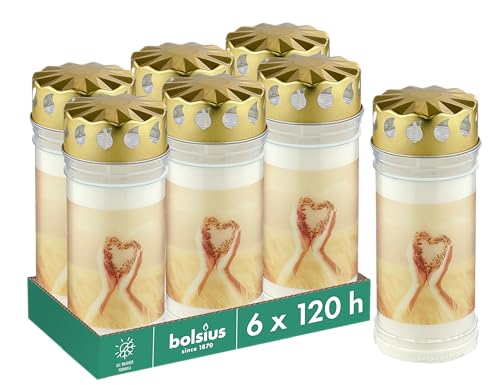 Bolsius Grablicht - Weiß - Set 6 Stück - Länge Brenndauer 120 stunden- Trauerkerze & Gedenkstätte Kerzen - Dauerbrenner - mit Motiv - Kranz - Unparfümierte - Ohne Palmöl - Nr5-7.5 x 16.5 cm Bolsius Grablicht - Weiß - Set 6 Stück - Länge Brenndauer 120 stunden- Trauerkerze & Gedenkstätte Kerzen - Dauerbrenner - mit Motiv - Kranz - Unparfümierte - Ohne Palmöl - Nr5-7.5 x 16.5 cm von bolsius