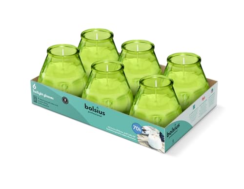 Bolsius – Outdoorkerzen - 6 Stück - Im Glass - Zitrone - Brenndauer 70 Stunden - Ohne Palmöl - sauberes Abbrennen - Baumwolldocht von bolsius