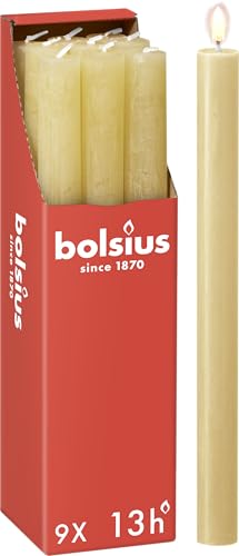 Bolsius - Rustik Stabkerzen - Beige - 9 Stück - 27 x 2.3 cm - Länge Brenndauer 13 Stunden - Unparfümierte - Enthält Natürliches Pflanzenwachs - Ohne Palmöl Bolsius - Rustik Stabkerzen - Beige - 9 Stück - 27 x 2.3 cm - Länge Brenndauer 13 Stunden - Unparfümierte - Enthält Natürliches Pflanzenwachs - Ohne Palmöl von bolsius