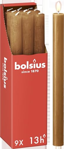 Bolsius - Rustik Stabkerzen - Hellbraun - 9 Stück - 27 x 2.3 cm - Länge Brenndauer 13 Stunden - Unparfümierte - Enthält Natürliches Pflanzenwachs - Ohne Palmöl von bolsius