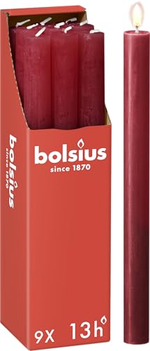 Bolsius - Rustik Stabkerzen - Rot - 9 Stück - 27 x 2.3 cm - Länge Brenndauer 13 Stunden - Unparfümierte - Enthält Natürliches Pflanzenwachs - Ohne Palmöl Bolsius - Rustik Stabkerzen - Rot - 9 Stück - 27 x 2.3 cm - Länge Brenndauer 13 Stunden - Unparfümierte - Enthält Natürliches Pflanzenwachs - Ohne Palmöl von bolsius