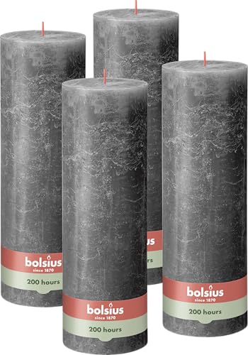 Bolsius Rustik Stumpenkerze XXL - Anthrazit - 4 Stück - 30 x 10 cm - Deko Haushaltskerzen - Länge Brenndauer 200 Stunden - Geruchlos - Enthält Natürliches Pflanzenwachs - Ohne Palmöl Bolsius Rustik Stumpenkerze XXL - Anthrazit - 4 Stück - 30 x 10 cm - Deko Haushaltskerzen - Länge Brenndauer 200 Stunden - Geruchlos - Enthält Natürliches Pflanzenwachs - Ohne Palmöl von bolsius
