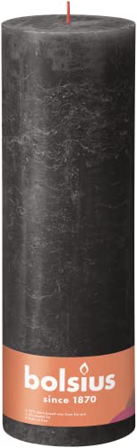 Bolsius Rustik Stumpenkerze XXL - Anthrazit - 4 Stück - 30 x 10 cm - Deko Haushaltskerzen - Länge Brenndauer 200 Stunden - Geruchlos - Enthält Natürliches Pflanzenwachs - Ohne Palmöl von bolsius