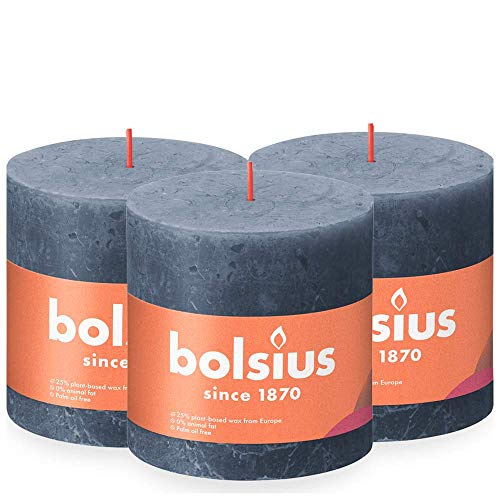 Bolsius Rustik Stumpenkerze XXL - Dunkelblau - 3 Stück - 10 x 10 cm - Dekorative Haushaltkerzen - Länge Brenndauer 62 Stunden - Unparfümierte - Enthält Natürliches Pflanzenwachs - Ohne Palmöl Bolsius Rustik Stumpenkerze XXL - Dunkelblau - 3 Stück - 10 x 10 cm - Dekorative Haushaltkerzen - Länge Brenndauer 62 Stunden - Unparfümierte - Enthält Natürliches Pflanzenwachs - Ohne Palmöl von bolsius