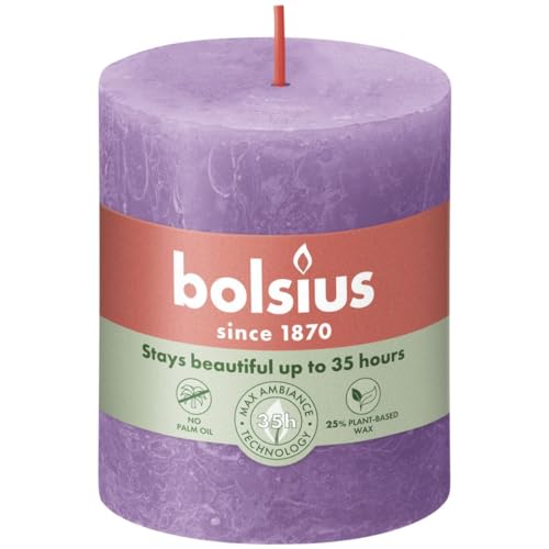 Bolsius Rustikale Blockkerze 80/68 Violett von bolsius