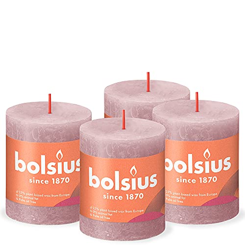 Bolsius Rustikale Stumpenkerze - Altrosa - 4 Stück - Lange Brenndauer von 35 Stunden - Haushaltskerze - Innendekoration - geruchlos - natürliches veganes Wachs - ohne Palmöl - 8 x 7 cm Bolsius Rustikale Stumpenkerze - Altrosa - 4 Stück - Lange Brenndauer von 35 Stunden - Haushaltskerze - Innendekoration - geruchlos - natürliches veganes Wachs - ohne Palmöl - 8 x 7 cm von bolsius