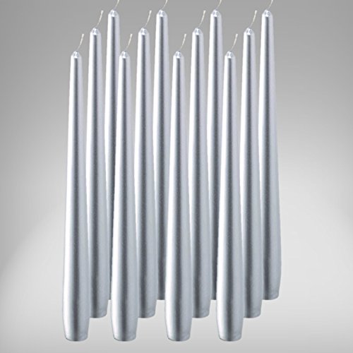 bolsius Spitzenkerzen 245/24 mm 12er Pack Leuchterkerzen Kerze Stabkerzen Silber von bolsius