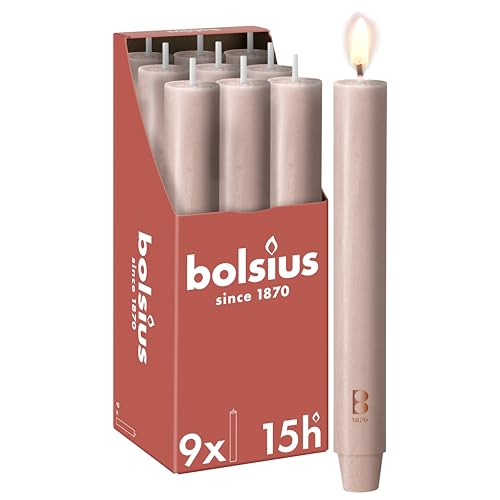 Bolsius - Stabkerze XL Rustik - 23 x 3 cm - hellrosa - im Karton zu 9 Stück - Länge Brenndauer 15 Stunden - Unparfümierte - Enthält Natürliches Pflanzenwachs - Ohne Palmöl Bolsius - Stabkerze XL Rustik - 23 x 3 cm - hellrosa - im Karton zu 9 Stück - Länge Brenndauer 15 Stunden - Unparfümierte - Enthält Natürliches Pflanzenwachs - Ohne Palmöl von bolsius