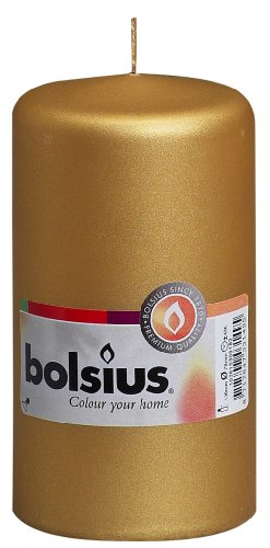 Bolsius Stumpenkerze, für Innen- und Außenbereich, 130 x 70 mm, gold von Ivyline