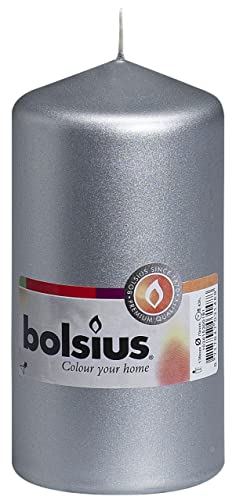 Bolsius Stumpenkerzen einzeln cellophaniert 130/70mm silber - 1 Stück von bolsius