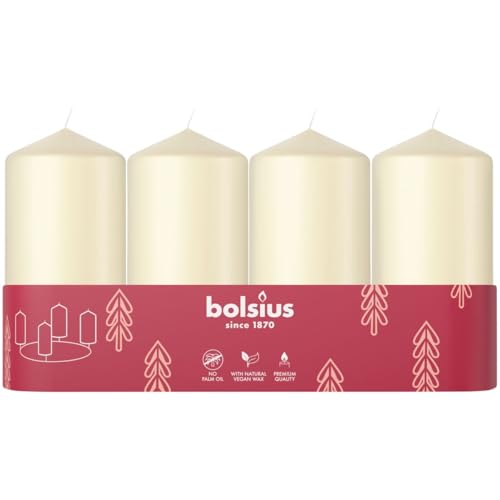 Bolsius Stumpenkerzen glatt - 4er Set - Elfenbein - 100x48mm - Dekokerzen - lange Brenndauer - geruchlos - mit natürlichem Pflanzenwachs - ohne Palmöl Bolsius Stumpenkerzen glatt - 4er Set - Elfenbein - 100x48mm - Dekokerzen - lange Brenndauer - geruchlos - mit natürlichem Pflanzenwachs - ohne Palmöl von bolsius