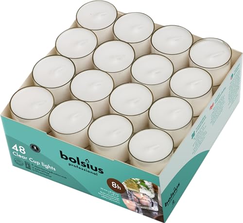 Bolsius - Teelichter Clear Cup - 288 stk. - im Karton - Brenndauer 8 Stunden - Ohne Palmöl - sauberes Abbrennen - Baumwolldocht - Value Pack von bolsius