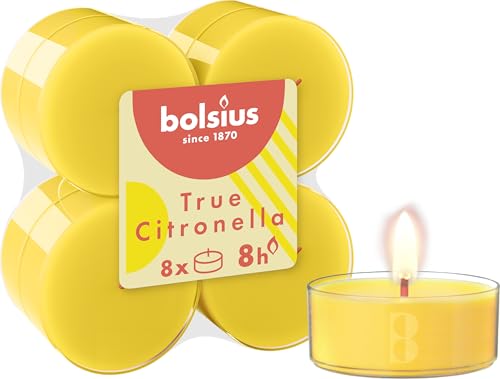 Bolsius True Citronella - Maxi Duftteelichter - Citronella - 8 Stück - Brenndauer 8 Stunden - Outdoorkerzen - Natürliches Pflanzenwachs - mit Natürlichen Extrakten - Ohne Palmöl Bolsius True Citronella - Maxi Duftteelichter - Citronella - 8 Stück - Brenndauer 8 Stunden - Outdoorkerzen - Natürliches Pflanzenwachs - mit Natürlichen Extrakten - Ohne Palmöl von bolsius