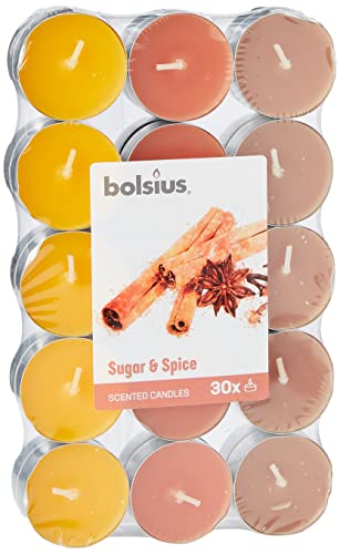 bolsius Stimmungen und echte Teelichter – Zucker & Gewürz Duft – Mehrfarbig – 4 Stunden – Packung mit 30 Stück, Wachs Baumwolldocht, Sugar and Spice, Pieces bolsius Stimmungen und echte Teelichter – Zucker & Gewürz Duft – Mehrfarbig – 4 Stunden – Packung mit 30 Stück, Wachs Baumwolldocht, Sugar and Spice, Pieces von bolsius