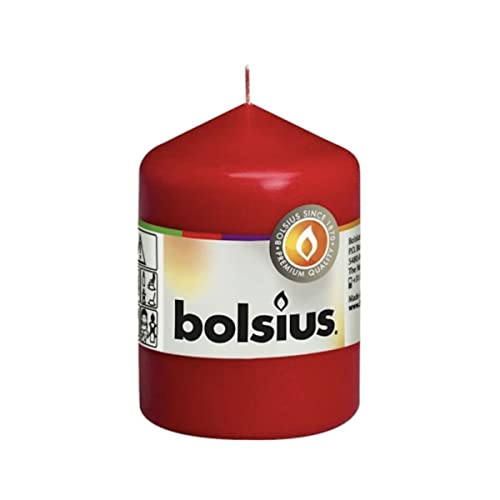 Bolsius 103614060141 Stumpenkerze, Paraffin Wax, Rot von bolsius