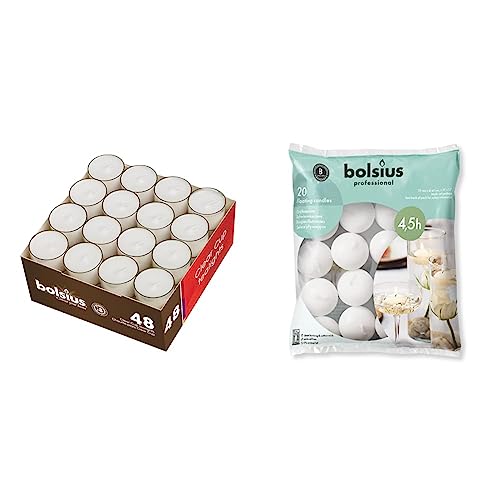 bolsius Genuine Tea Light Candles in Clear Holder Cups Bulk 48 Set. Long Burning 8hr & 103632053702 Schwimmkerzen Wachs weiß, 4,5cm w X 3cm h bolsius Genuine Tea Light Candles in Clear Holder Cups Bulk 48 Set. Long Burning 8hr & 103632053702 Schwimmkerzen Wachs weiß, 4,5cm w X 3cm h von bolsius