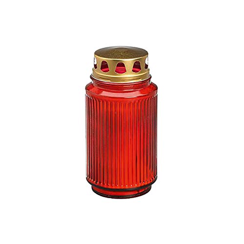 bolsius Grablicht mit Deckel, rot, Brenndauer ca. 100 Stunden, 143x19 mm von bolsius