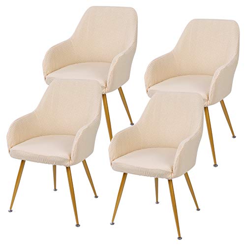 bolukets Lot de 4 Stuhlhussen Armlehne Esszimmerstuhlbezug Stretch Wohnzimmerstuhl Stuhlbezug Universal Armlehnstuhl Abdeckung Moderne Sesselbezug Schonbezug Schutzhülle für Küche Party Hotel,Beige von bolukets